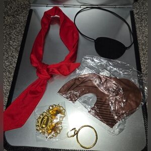 Pirates Accessory Set, Inflable Sword, Eye Patch, Headband, Jeweled Broaches,NEW